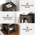 End Table with 3-Tier Storage, Mid-Century Modern Side Table with Arched Carving Lines, Square Fluted Nightstand Accent Table for Living Room, Bedroom, or Office (1, Black) - Image 6