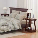 End Tables Living Room, Cherry End Table with Charging Station, Nightstand for Bedroom, 3 Tier End Table with Storage Shelf for Living Room(Cherry) - Image 6