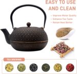 YJX 60.9oz Large Cast Iron Teapot for Stovetop Safe, 6 Cup Tea Kettle, Japanese Tetsubin, Teapot with Stainless Steel Infuser for Loose Tea, Tea Pot Enameled Interior (1.7QT/1.8L) - Image 4