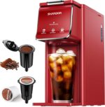 SHARDOR Hot & Iced Coffee Maker, K Cup Coffee Maker Compatible with Ground Coffee, Single Serve Coffee Machine with Bold Setting, Reusable Filter, Travel Mug Friendly, Compact Design, Red - Image 2