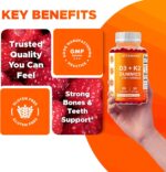 Vitamatic Vitamin D3 & K2 Gummies (2-Pack, 60 Count) Supports Healthy Bones, Heart Health, Calcium Absorption, and Immune Function Plant-Based, Non-GMO, Gluten-Free - Image 6