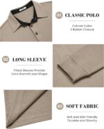 COOFANDY Mens Long Sleeve Polo Shirts Classic Casual Button Polo Tee Lightweight Collared Golf Shirt - Image 6