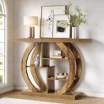 LITTLE TREE Console Table, 4-Tier Farmhouse Wooden Sofa Table Behind Couch, 42.5-Inch Narrow Entryway Hallway Foyer Tables for Living Room, Console Sofa Tables with Storage Shelves, Rustic Brown - Image 7