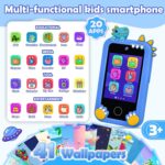 Kids Phone for Boys, Dinosaur Toy Phone Christmas Birthday Gifts for Boy Ages 3-10, Toddler Learning Phones with Touchscreen, 44 Game, Dual Camera, Music Player, 32GB Card & Dino Bag (Blue) - Image 3