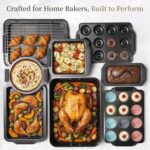 Kikcoin 25 PCS Stackable Baking Pans Set, Non-stick Bakeware Sets with Silicone Handles, 450°F Oven Safe Cookie Sheets for Baking, Easy Release Heavy-duty Baking Sheets Non Stick, Black - Image 8