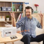 Small Cassette Player Recorder, Cassette to Digital Converter via USB or Micro SD Card, Powered by AC or 4 AA Battery, AM FM Radio Tape Recorder with Build-in Speaker and Earphone Jack - Image 4