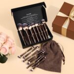 MAANGE Makeup Brushes 16Pcs Professional Foundation Powder Blush Contour Eyeshadows Double-End Makeup Brushes Set with Bag and Gift Box-CoffeeBrown - Image 4