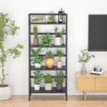 Homykic Bamboo Bookshelf 4-Tier Ladder Shelf, 49.2” Freestanding Open Bookcase Book Shelf Bathroom Storage Shelf Unit Plant Stand for Small Space, Living Room, Bedroom, Home Office, Black - Image 8