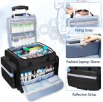Damero Rolling Medical Bag with Detachable Trolley, Empty Emergency Response Supplies Bag with Removable Dividers, Medical Equipment Storage Bag for Home Health Nurses, Doctors, EMT, EMS, Black - Image 4
