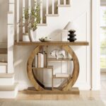LITTLE TREE Console Table, 4-Tier Farmhouse Wooden Sofa Table Behind Couch, 42.5-Inch Narrow Entryway Hallway Foyer Tables for Living Room, Console Sofa Tables with Storage Shelves, Rustic Brown - Image 5