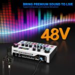 Streaming Audio Mixer, LCD Gaming Audio Mixer Interface, Live Sound Card with Bluetooth, 48V Phantom Power for Live Streaming Podcast, Recording, Gaming - Image 6