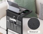 Vagusicc C Shaped End Table with Charging Station, Adjustable Height Side Table for Couch, Small Sofa Table Laptop Couch Desk, Slide Under Sofa TV Tray Tall Arm C Tables for Living Room Bedroom, Black - Image 10