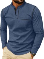Sailwind Men's Henley Shirts Long Sleeve Button T-Shirt Casual Stylish Cotton Pullover Shirt with Pocket - Image 2