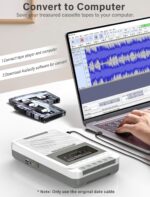 Cassette Player Recorder Converter,Record to Cassettes/USB/SD Card via Mic, Portable Cassette to MP3 Music via U Disk/SD Card or PC, Cassette Tape Player with Headphone Jack,Retractable Handle (White) - Image 6