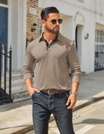 COOFANDY Mens Long Sleeve Polo Shirts Classic Casual Button Polo Tee Lightweight Collared Golf Shirt - Image 5