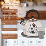 ARC Stainless Steel Whistling Tea Kettle, Magic Color Changing Design 2-Quart Stovetop Kettle Whistle White Teapot with Folding Cup & Trivet Mat - Image 4