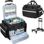 Damero Rolling Medical Bag with Detachable Trolley, Empty Emergency Response Supplies Bag with Removable Dividers, Medical Equipment Storage Bag for Home Health Nurses, Doctors, EMT, EMS, Black - Image 2