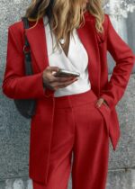 KIRUNDO Women Suits 2 Piece Set Business Casual Dressy Oversized Blazer Jacket and Wide Leg Dress Pantsuits Formal Outfits - Image 6