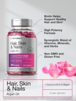 Horbäach Hair Skin and Nails Vitamins | 300 Softgels | with Biotin and Collagen | Infused with Argan Oil and Coconut Oil | Non-GMO, Gluten Free Supplement - Image 5
