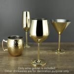 PG Set of 4 Stainless Steel Wine Glass - 18.5oz Gold Wine Glasses - Unbreakable Wine Glasses - Stem Metal Wine Goblets - Image 4