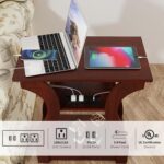 End Tables Living Room, Cherry End Table with Charging Station, Nightstand for Bedroom, 3 Tier End Table with Storage Shelf for Living Room(Cherry) - Image 7