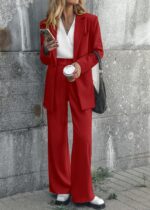 KIRUNDO Women Suits 2 Piece Set Business Casual Dressy Oversized Blazer Jacket and Wide Leg Dress Pantsuits Formal Outfits - Image 3