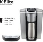 Keurig K-Elite Single-Serve K-Cup Pod Coffee Maker, Brushed Silver & Travel Mug Fits K-Cup Pod Coffee Maker, 1 Count (Pack of 1), Stainless Steel - Image 5
