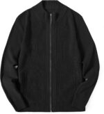 COOFANDY Mens Zip Up Cardigan Sweater Slim Fit Casual Full Zip Sweaters Knit Stand Collar Cardigans with 2 Front Pockets - Image 7