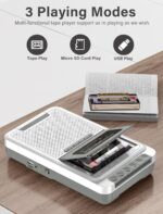 Cassette Player Recorder Converter,Record to Cassettes/USB/SD Card via Mic, Portable Cassette to MP3 Music via U Disk/SD Card or PC, Cassette Tape Player with Headphone Jack,Retractable Handle (White) - Image 3