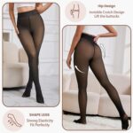 2025 One-Seam More Warmth Women Fleece Lined Tights Fake Translucent High Waist Thermal Pantyhose Sheer Legging - Image 4