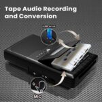 Cassette Player & Recorder with USB Lapel Microphone - USB Player & Portable Tape to MP3 Digital Converter with Headphone Jack, Dual Power (AC/Battery), Retractable Carry Handle - Image 3