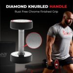 Sunny Health & Fitness Premium Polyurethane Commercial Grade Round Dumbbells with Diamond Knurled Handle, Durable Strength Training Equipment for Home Gym, 5-50LB - Image 5