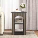 End Table with 3-Tier Storage, Mid-Century Modern Side Table with Arched Carving Lines, Square Fluted Nightstand Accent Table for Living Room, Bedroom, or Office (1, Black) - Image 7