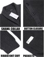 COOFANDY Men's Shawl Collar Cardigan Sweater Slim Fit Cable Knit Button up Sweater with Pockets - Image 6