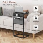 Vagusicc C Shaped End Table with Charging Station, Adjustable Height Side Table for Couch, Small Sofa Table Laptop Couch Desk, Slide Under Sofa TV Tray Tall Arm C Tables for Living Room Bedroom, Black - Image 9