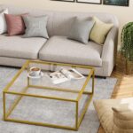 Glass Coffee Table, Small Square Coffee Table for Living Room,Simple Modern Center Tables for Small Spaces, Gold Living Room Tea Tables Easy Assembly,26 * 26in（Gold & Clear Glass） - Image 8