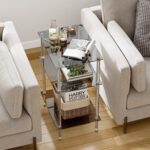 Tempered Glass Side Tables Set of 2 Acrylic End Table with 3 Storage Shelve Transparent Bedside Simplicity Clear 3-Tier Nightstands for Small Spaces Office Bedroom Living Room Study Black ET-008BK3T - Image 8