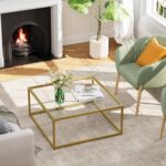 Glass Coffee Table, Small Square Coffee Table for Living Room,Simple Modern Center Tables for Small Spaces, Gold Living Room Tea Tables Easy Assembly,26 * 26in（Gold & Clear Glass） - Image 7