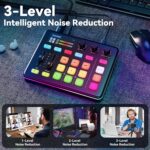 SINWE G1 Gaming Audio Mixer, RGB Audio Interface with Pro-preamp,Bluetooth, Streaming PC Mixer with XLR/48V Phantom Power for Live Streaming, Podcasting, Content Create, Gaming(Black) - Image 4