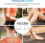 Etekcity 4-Channel Rechargeable TENS Unit – Muscle Stimulator for Drug-Free Pain Relief, After-Exercise Relaxation, Physical Therapy, 8 Electrode Pads, Back, Neck, Shoulder, Sciatica, Period Cramps - Image 4