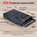 QFX RETRO-39 Portable Shoebox Cassette Tape Recorder – USB to Cassette Recording, Built-in Microphone, 3.5" Bluetooth Speaker, FM Radio, MP3 Playback, Line-in/Out, AC/Battery Powered - Image 4