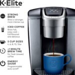 Keurig K-Elite Single-Serve K-Cup Pod Coffee Maker, Brushed Silver & Travel Mug Fits K-Cup Pod Coffee Maker, 1 Count (Pack of 1), Stainless Steel - Image 4