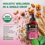 USDA Organic Vitamin B-Complex B5 Pantothenic Acid | B12 Methylcobalamin | B1 Thiamine | B6 Pyridoxine | B7 Biotin | B9 Folic | B3 Niacinamide - B Complex Liquid Drops, Made in USA Supplement, 2fl oz - Image 5