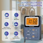 Portable Radio AM FM, Rechargeable Pocket Walkman with Best Reception Digital Tuning, MP3, Stereo Earphone, Large LCD Screen, TF Card Socket, Transistor Radio for Jogging/Gym/Camping(Blue) - Image 3