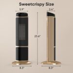 Sweetcrispy Space Heater for Indoor Use, 23Inch Portable Heater with Remote and Thermostat,7 Light Modes, 70°Oscillation, 12H Timer, Up to 95°F, Tip-over Protection,Gold - Image 5