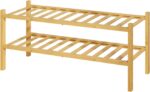 Kitsure Bamboo Wooden Shoe Rack for Closet - Stackable Shoe Organizer with Modular Structure, Space-Saving Shoe Shelf for Entryway, Living Room, Bedroom, 26.8" Wide - 2 Tiers, Natural - Image 2