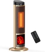 Sweetcrispy Space Heater for Indoor Use, 23Inch Portable Heater with Remote and Thermostat,7 Light Modes, 70°Oscillation, 12H Timer, Up to 95°F, Tip-over Protection,Gold - Image 2