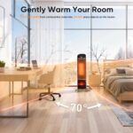 Sweetcrispy Space Heater for Indoor Use, 23Inch Portable Heater with Remote and Thermostat,7 Light Modes, 70°Oscillation, 12H Timer, Up to 95°F, Tip-over Protection,Gold - Image 8
