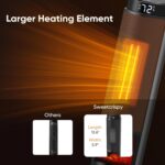 Sweetcrispy Space Heater for Indoor Use, 23Inch Portable Heater with Remote and Thermostat,7 Light Modes, 70°Oscillation, 12H Timer, Up to 95°F, Tip-over Protection,Gold - Image 9