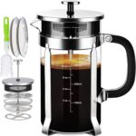 French Press Coffee Maker 304 Stainless Steel Coffee Press,with 4 Filters System, Heat Resistant Thickness Borosilicate French Press Glass, BPA-Free Brewed Tea Pot Coffee Plunger(Copper 12oz) - Image 2